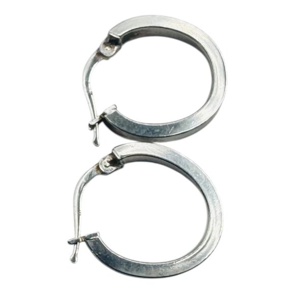 Vintage 925 Italy Sterling Silver Huggie Hoop Earrings Pair Minimalist Signed - Picture 11 of 12